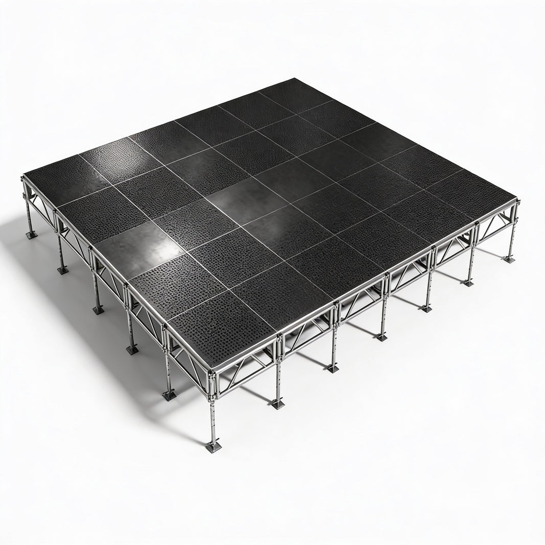 Outdoor Stage System 20' x 24' Adjustable Height 24"- 48" Industrial Finish - Model STAOD2024