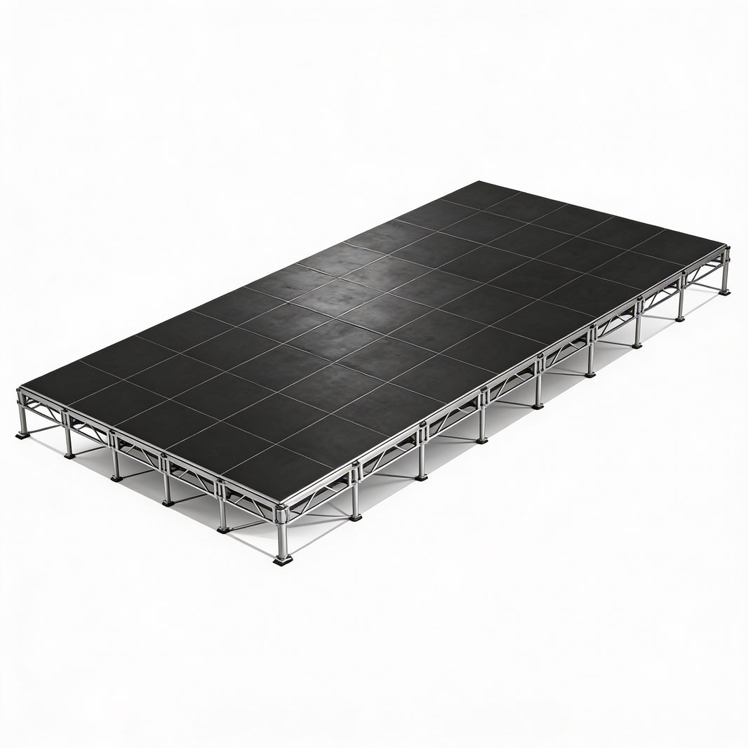 Outdoor Stage System 20' x 36' Adjustable Height 24"- 48" Industrial Finish - Model STAOD2036