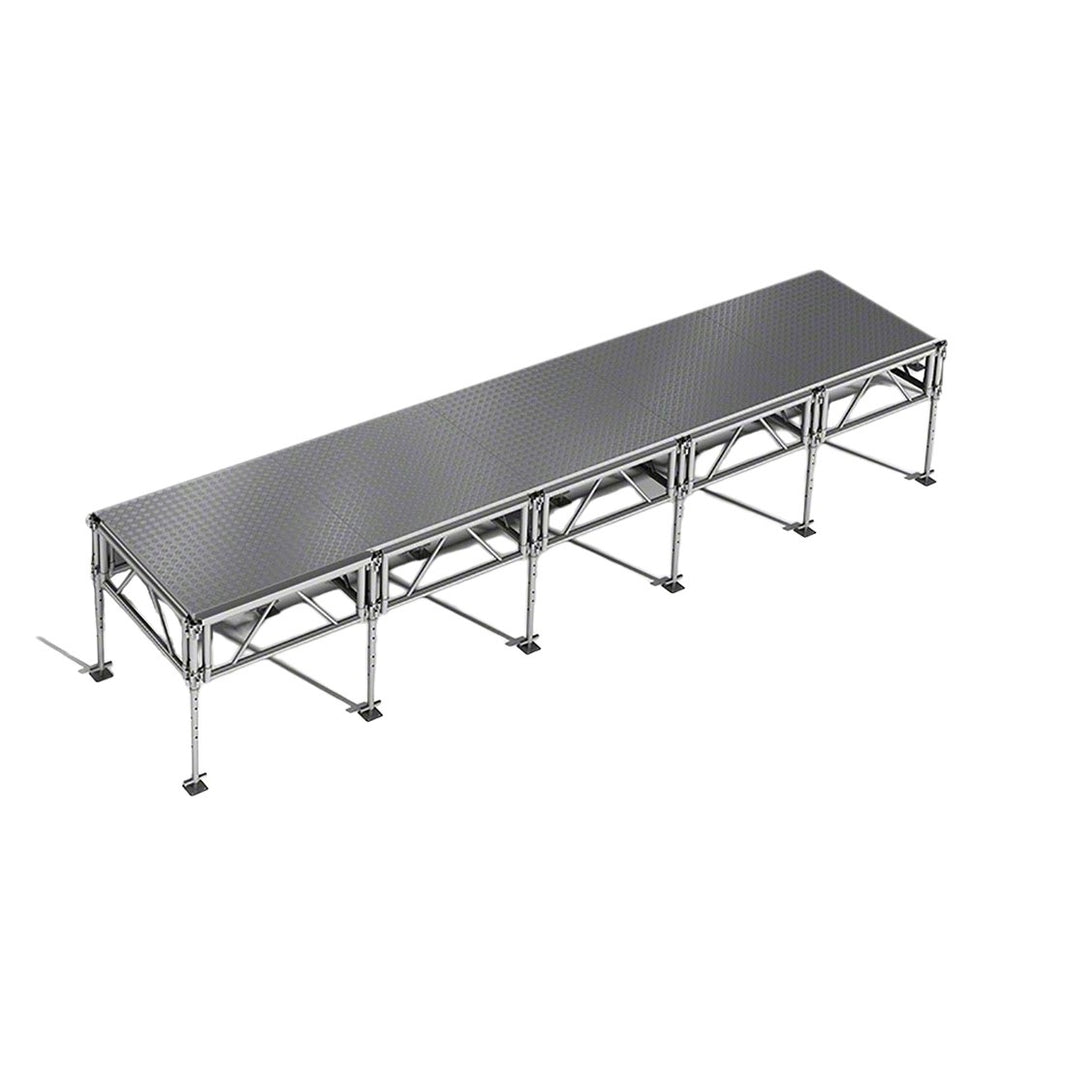 Outdoor Stage System 4' x 20' Adjustable Height 24"-48" Industrial Finish - Model STAOD420