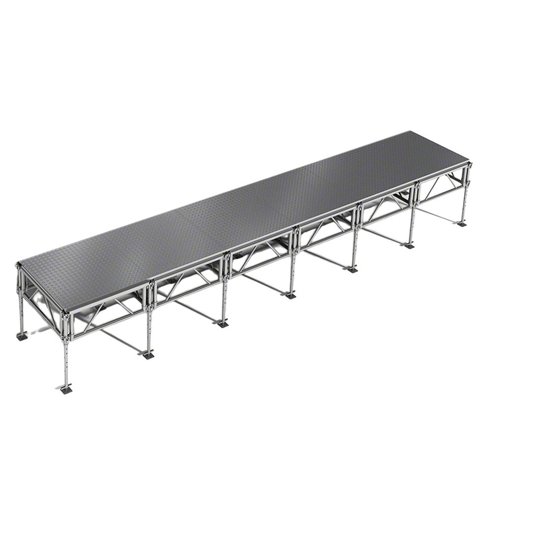 Outdoor Stage System 4' x 24' Adjustable Height 24"-48" Industrial Finish - Model STAOD424