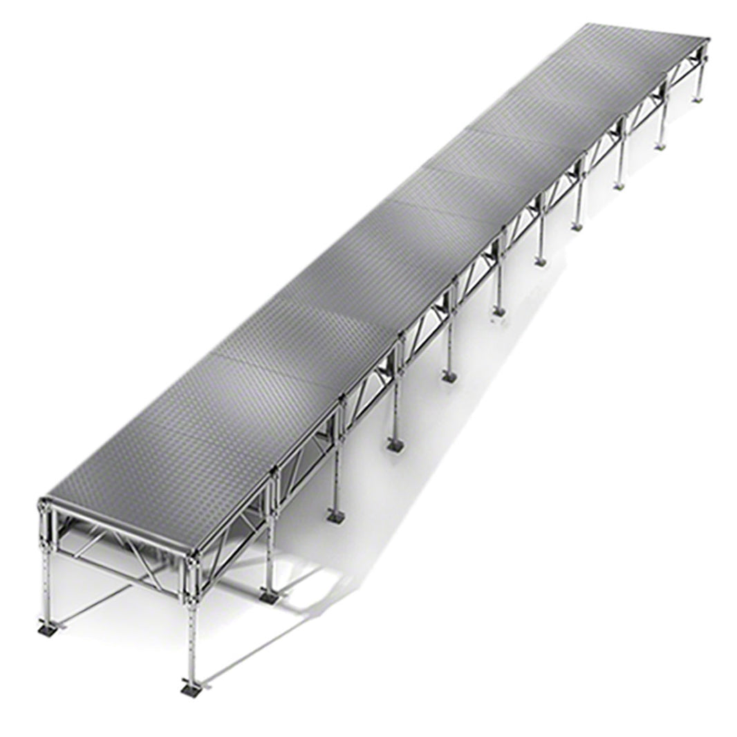 Outdoor Stage System 4' x 40' Adjustable Height 24"-48" Industrial Finish - Model STAOD440