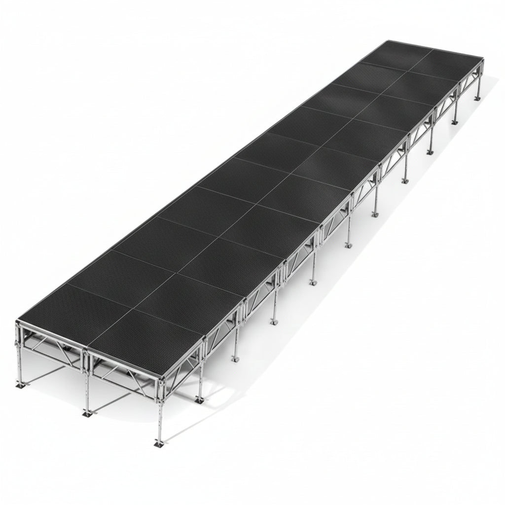 Outdoor Stage System 8' x 40' Adjustable Height 24"- 48" Industrial Finish - Model STAOD840