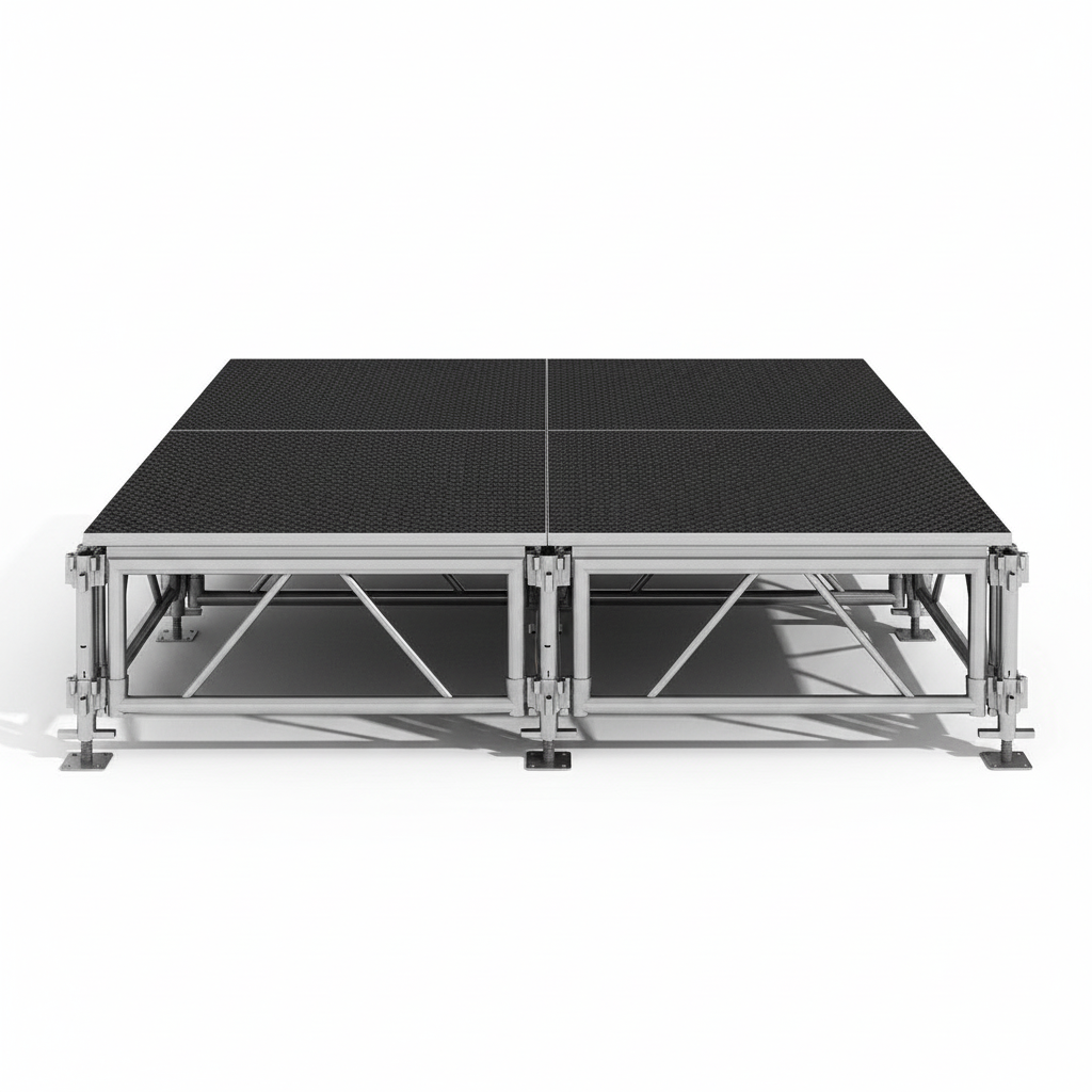 Outdoor Stage System 8' x 8' Adjustable Height 24"-48" Industrial Finish - Model STAOD88