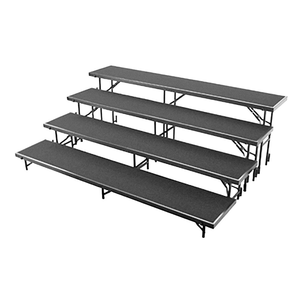 Lay Back Length Riser Standing Risers System 4 Tier - 8' Long - Carpeted Surface - Model STR