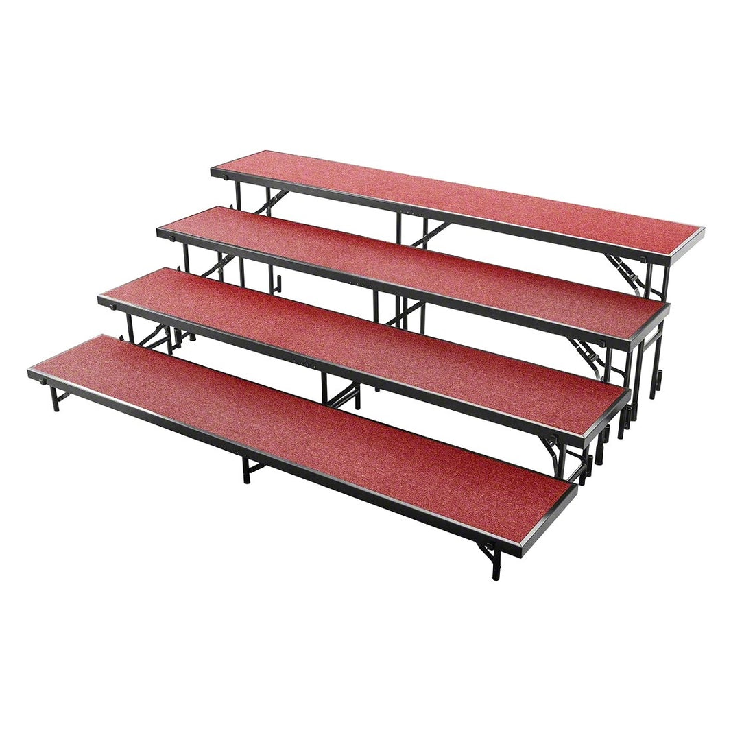 Standing Risers System 4 Tier - 8' Long - Carpeted Surface - Model STRS48