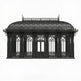 Luxury freestanding iron sunroom with decorative metal panels and double doors