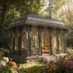 Decorative metal patterns and floral motifs on premium iron pavilion