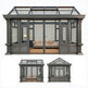 Freestanding metal conservatory with interior sitting area