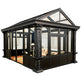 Architectural steel‑frame sunroom with riveted detailing