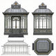 Set of four views of a decorative glass conservatory on a white background