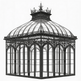 Victorian glass conservatory with crown roof beside luxury pool