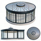 Round glass conservatory with a central dome on a white background