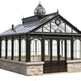 Glasshouse with stone foundation on a white background