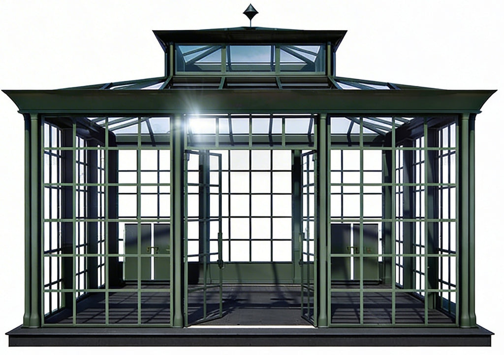 Modern Glass Garden Conservatory | Freestanding Steel‑Frame Sunroom wi