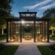 Contemporary garden conservatory with large glass windows