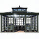 Modern steel‑frame greenhouse with tempered glass walls