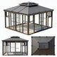 Architectural glass pavilion with metal frame and sliding doors