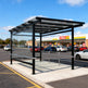 Close‑up of transparent roof panels on TAIMCO shopping cart shelter showing durable weather‑resistant design.