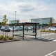 TAIMCO shopping cart shelter installed outdoors providing weather protection for grocery carts.