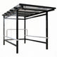 Modern TAIMCO shopping cart shelter with black steel frame and transparent roof panels.