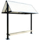 Black steel frame and precision‑welded joints on TAIMCO outdoor bench shelter.