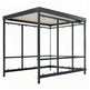 TAIMCO shopping cart shelter with flat slatted roof and full glass side panels.