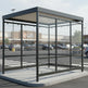 Structural beam and support detail of TAIMCO metal shopping cart shelter showcasing commercial‑grade fabrication.
