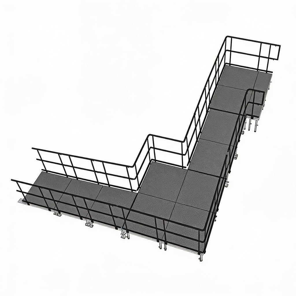 Universal 90-Degree Turn ADA Wheelchair Ramp with Landing 48