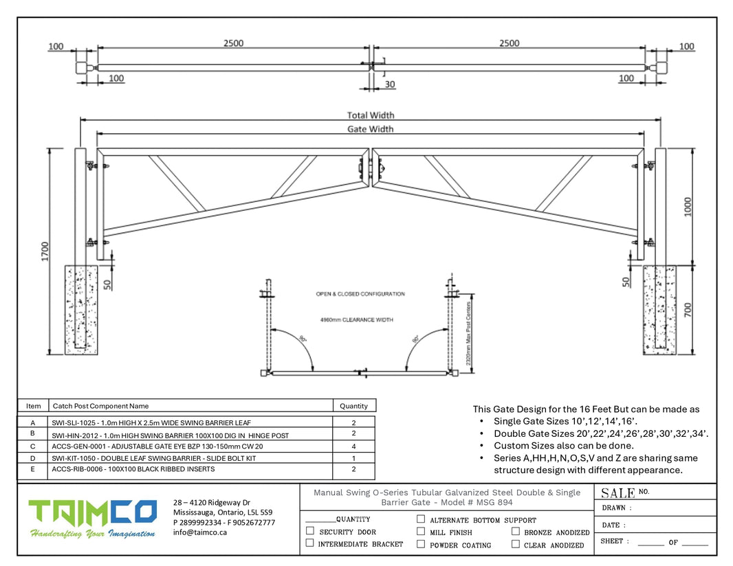 Manual Swing V-Series Tubular Galvanized Steel Double and Single Barrier Gate - Model # MSG 894