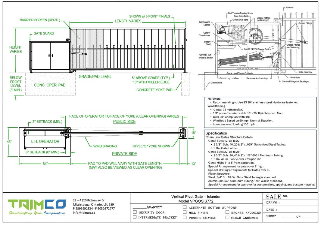 Vertical Pivot Gate - Islander Style Model VPGOSIS772