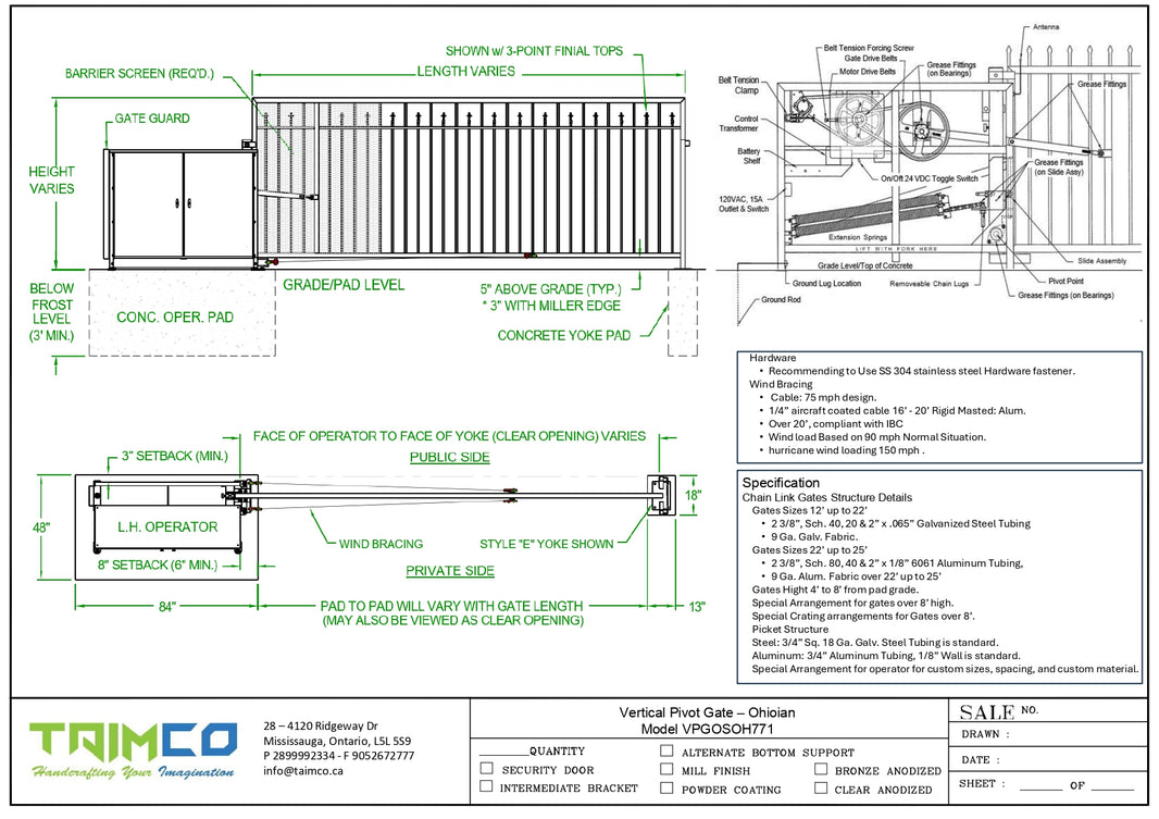 Vertical Pivot Gate - Ohionian Style Model VPGOSOH771