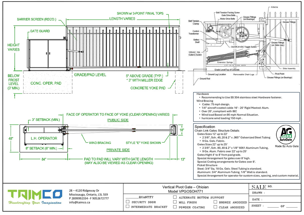 Vertical Pivot Gate - Ohionian Style Model VPGOSOH771