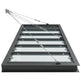 Metal roof window with glass panels and manual crank on a white background