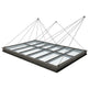 Glass roof panel with metal frame on a white background