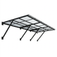 Metal carport structure with transparent roof panels on a white background