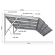 Technical diagram of a polycarbonate panel system with dimensions and labels.