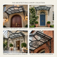 Collage of architectural canopies with different styles and settings.