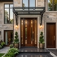 Stylish entrance to a modern house with decorative elements.
