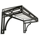 Black metal canopy structure on a white background