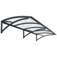 Glass awning with black metal frame on a white background