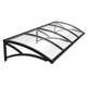 Glass canopy with black metal frame on a white background