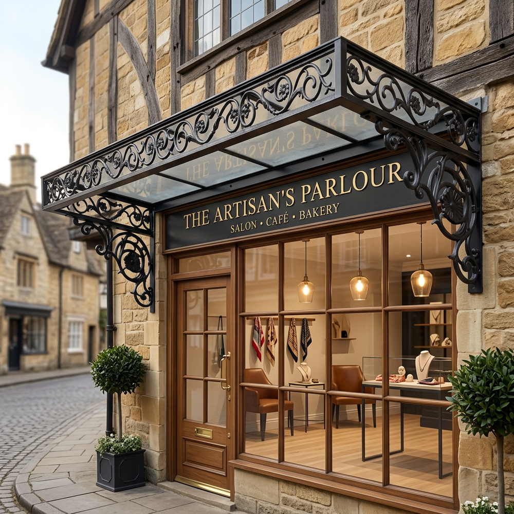 Traditional building exterior with 'The Artisan's Parlour' sign