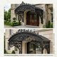 Ornamental wrought iron canopy designed for upscale entrances.