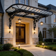 Premium wrought iron entrance awning designed in Parisian architectural style.