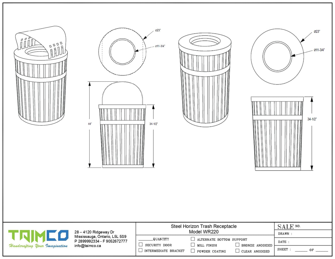Steel Horizon Trash Receptacle - Model WR220