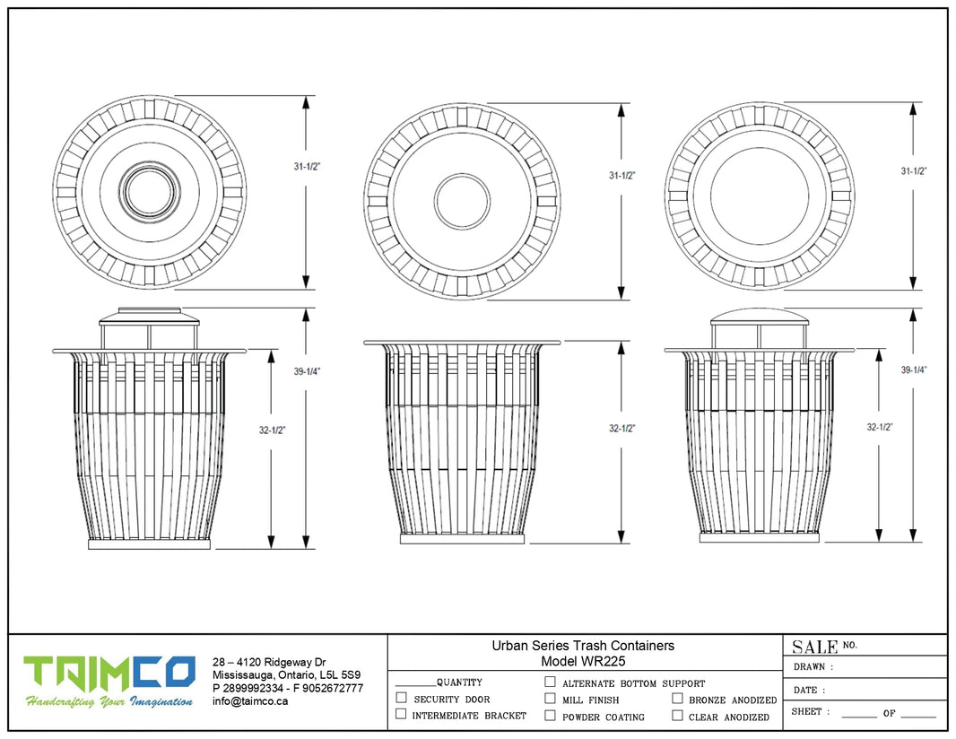 Urban Series Trash Containers - Model WR225