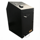 Black metal cabinet with a handle on a white background