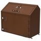 Brown metal cabinet with multiple handles on a white background