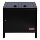 Red commercial waste bin with double top access and reinforced metal construction