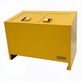 Commercial steel waste bin enclosure featuring double lids and front TAIMCO badge